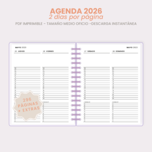 Agenda Minimalista 2027 - vista diaria