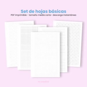 Set-de-hojas-básicas-Media-Carta-1 Set de hojas básicas para imprimir - Media carta