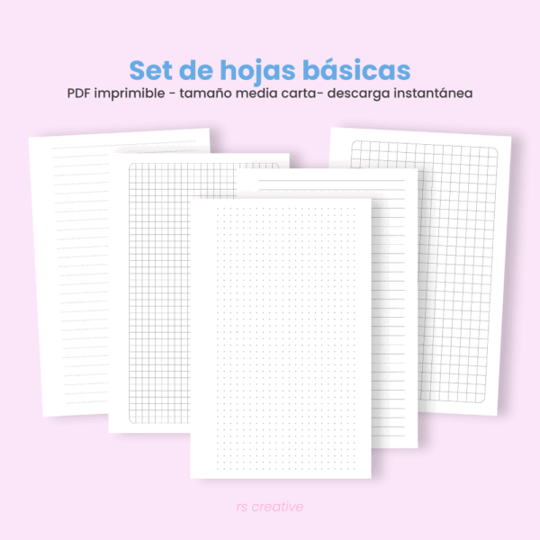 Set-de-hojas-básicas-Media-Carta-1 Set de hojas básicas para imprimir - Media carta